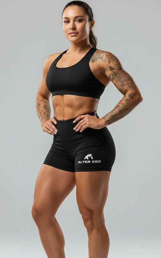 AlterEgo Yoga Shorts Black Front