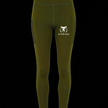 Olive yoga pants with pockets